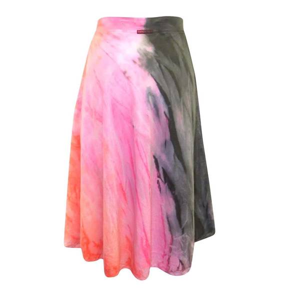 NEW HARD TAIL FOREVER women's double knee-length voile skirt in neon stripe - Picture 2 of 2